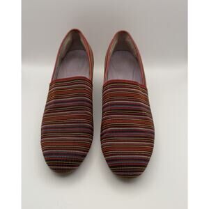 SAS Shoes Becky Jute-Wrapped Wedge Slip-On Red Stripe multi-color 7M Italy